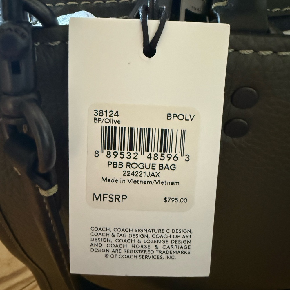 Coach Army Green Purse with Black Accents (Color Transfer & Crease from Storage) - Picture 3 of 5